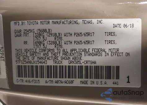 2018 Toyota Tacoma Trd Sport z USA, uszkodzony, nr VIN 5TFSZ5AN0JX154643